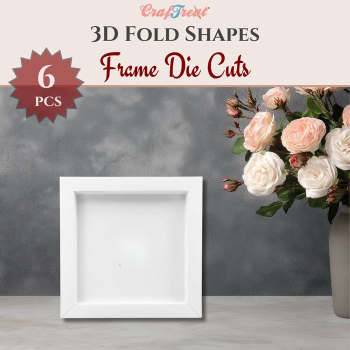 CrafTreat 3D Fold Shapes - Paper Frames White - Square 6pcs CFS003
