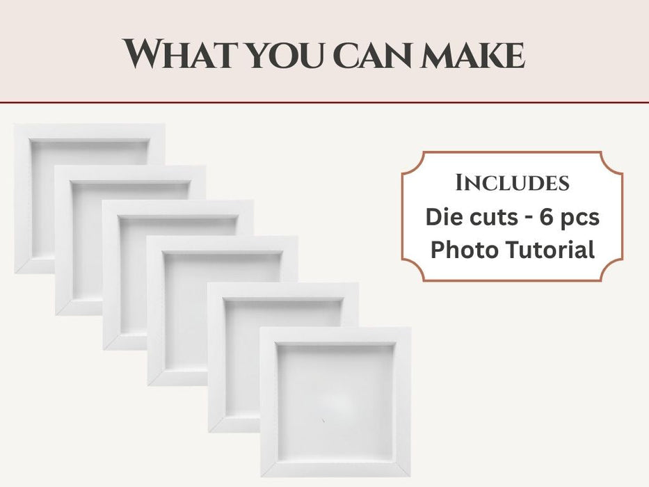 CrafTreat 3D Fold Shapes - Paper Frames White - Square 6pcs CFS003 Contents of the Pack