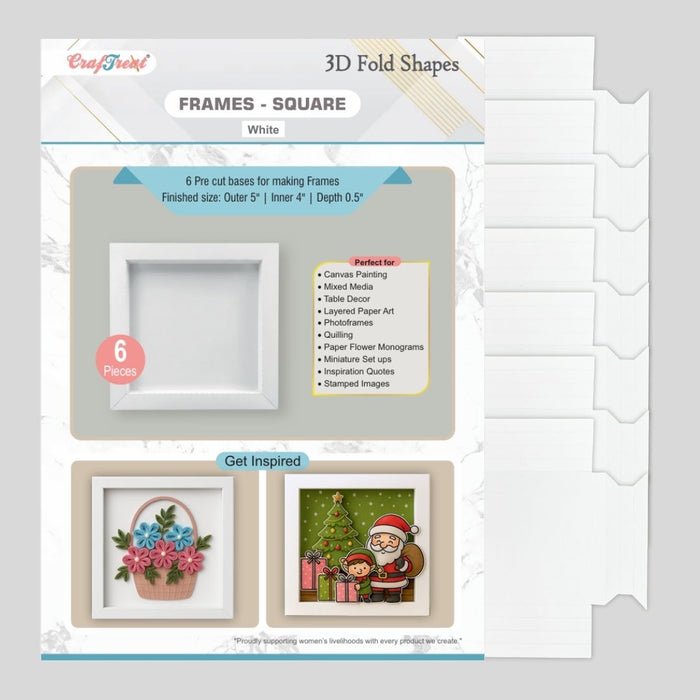 Paper Frame Fold CrafTreat 3D Fold Shapes - Paper Frames White - Square 6pcs — Craftreat