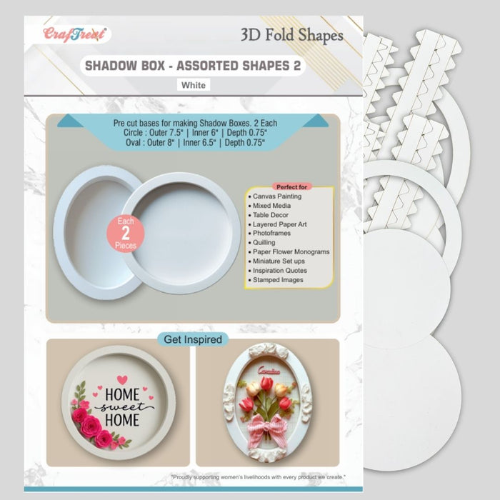CrafTreat 3D Fold Shapes - Shadow Box White -  Assorted Shapes 2 4pcs CFS016 Products Preview