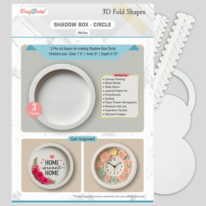 CrafTreat 3D Fold Shapes - Shadow Box White - Circle 3pcs CFS009 Products Preview