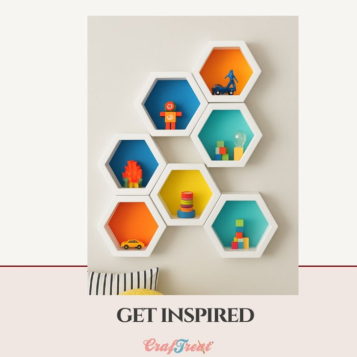 CrafTreat 3D Fold Shapes - Shadow Box White - Hexagon 4pcs CFS008 Get Inspired
