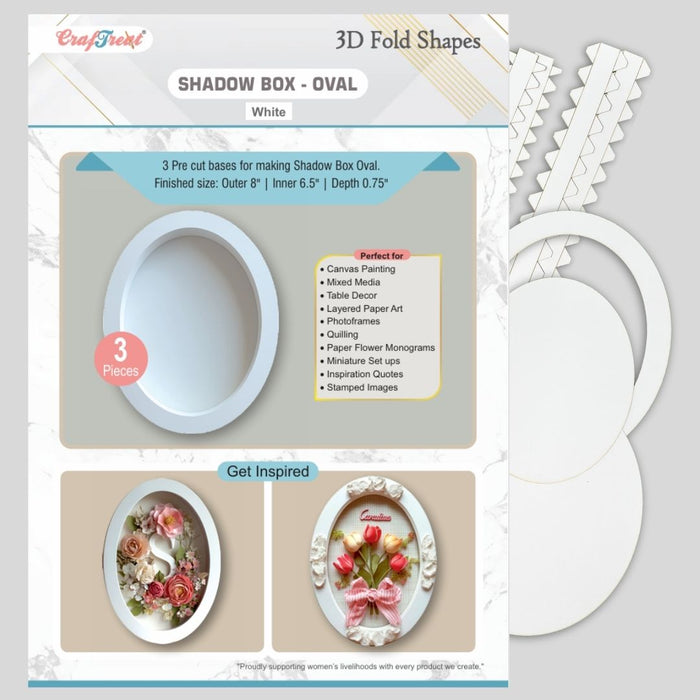 CrafTreat 3D Fold Shapes - Shadow Box White - Oval 3pcs CFS015 Products Preview