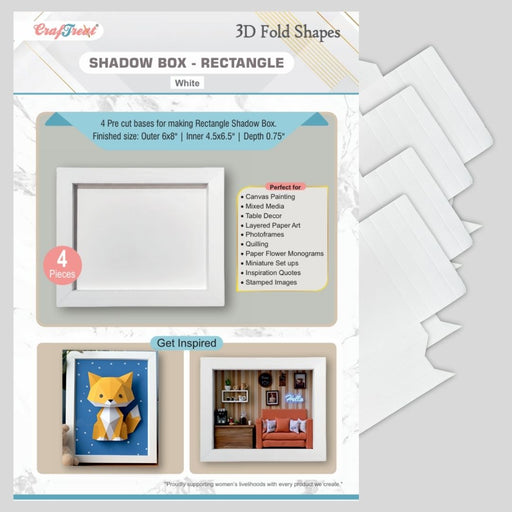 CrafTreat 3D Fold Shapes - Shadow Box White - Rectangle 4pcs CFS006 Products Preview