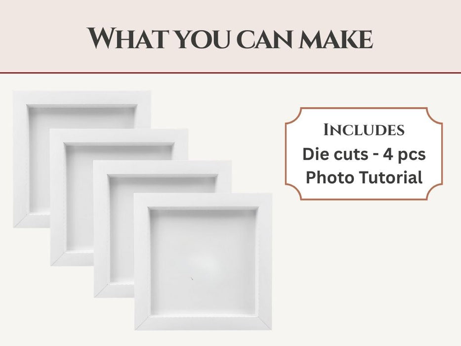 CrafTreat 3D Fold Shapes - Shadow Box White - Square 4pcs CFS004 Contents of the Pack