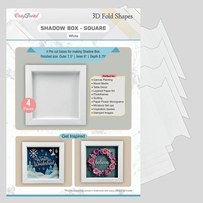 CrafTreat 3D Fold Shapes - Shadow Box White - Square 4pcs CFS004 Products Preview