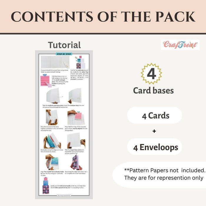 CrafTreat Card Blanks  3 Tier Slider Card Contens of the Pack CCB003 