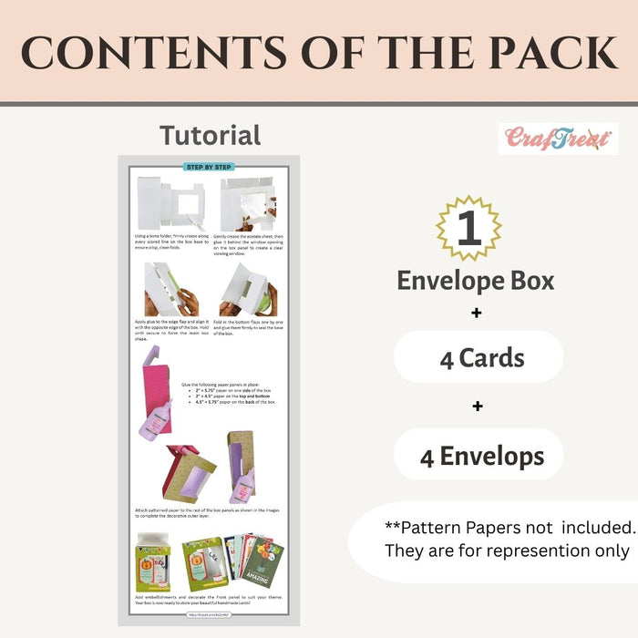 CrafTreat Card Blanks  Acetate window Card Box Contens of the pack CCB004 