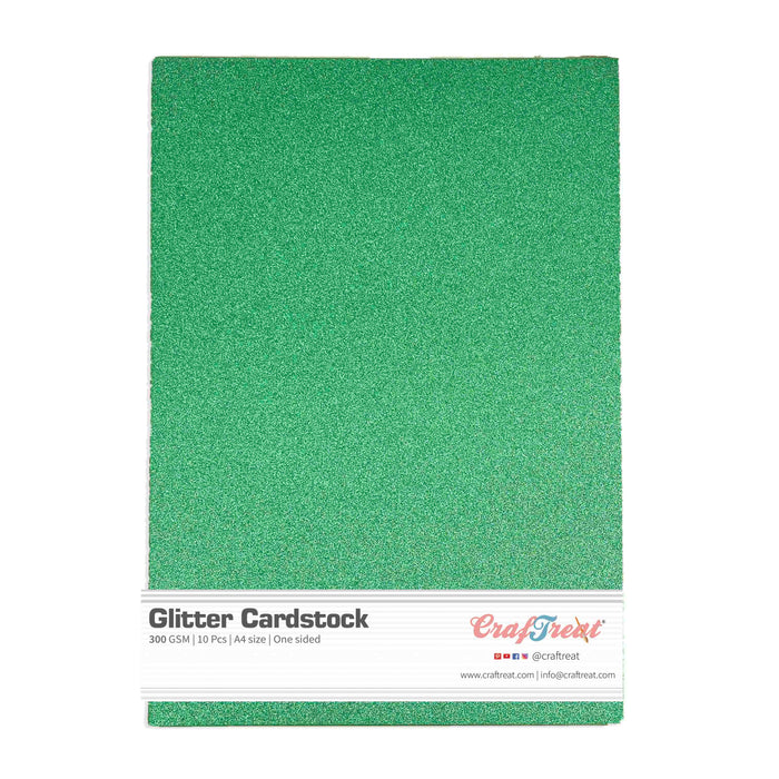 CrafTreat Glitter Cardstock - Green 10pcs