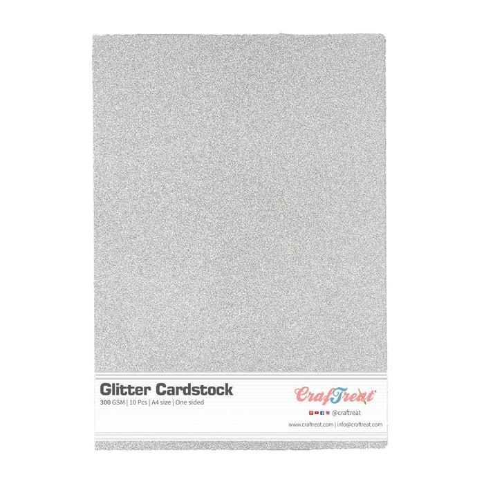 CrafTreat Glitter Cardstock - Silver 10pcs