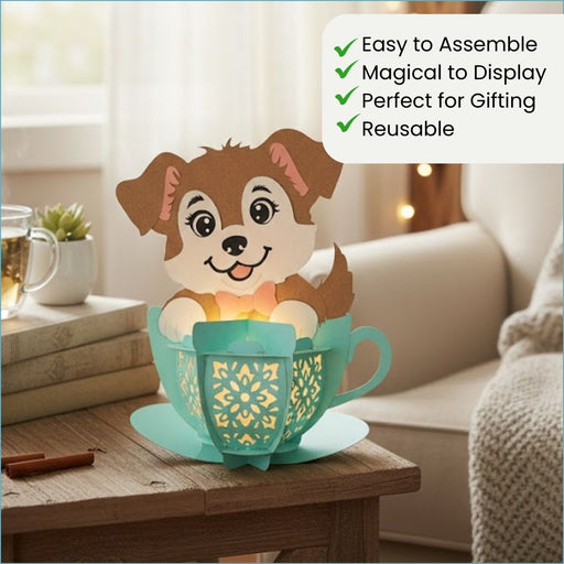 CrafTreat DIY Paper Lanterns Pup in a Cup Features CTL018
