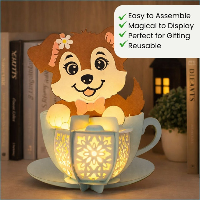 CrafTreat DIY Paper Lanterns Pup in a Cup Home Décor CTL018