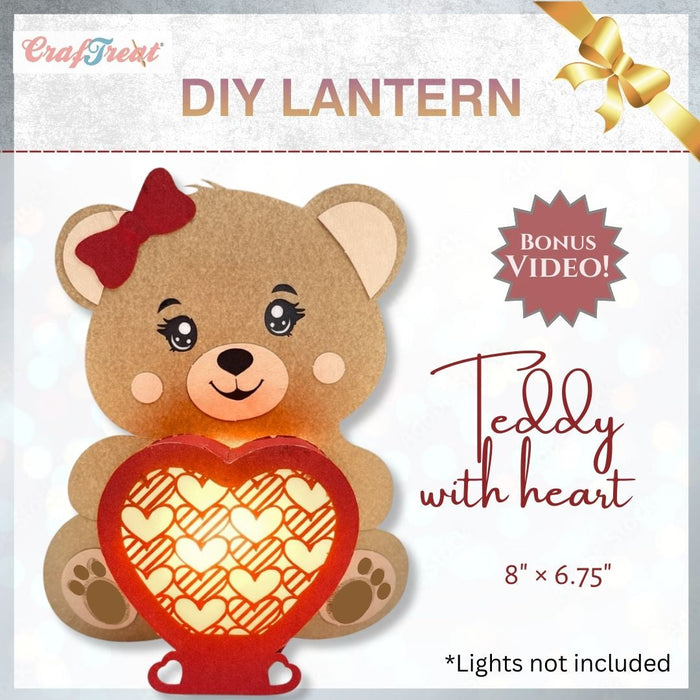 CrafTreat DIY Paper Lanterns Teddy with Heart CTL023