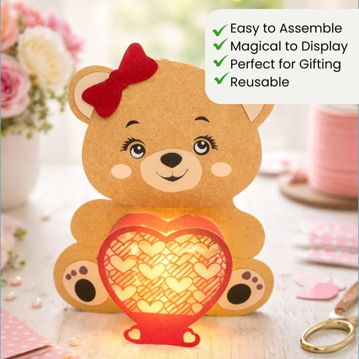 CrafTreat DIY Paper Lanterns Teddy with Heart Features CTL023