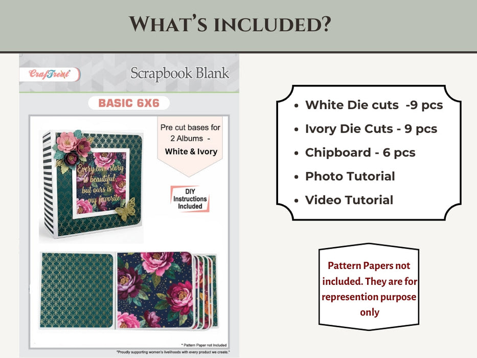 CrafTreat Scrapbook Blank Precut Album Base  - White and Ivory CAB036 Included