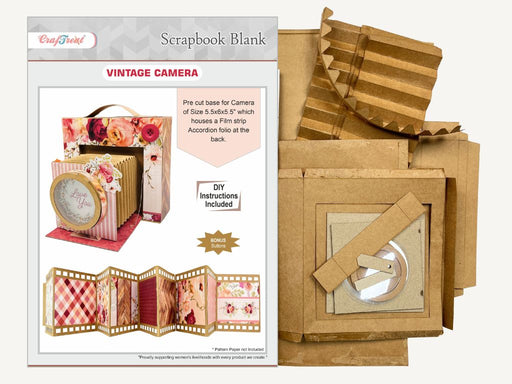 CrafTreat Scrapbook Blank Precut Album Base  -  Vintage Camera -  Kraft CAB038 Products Preview