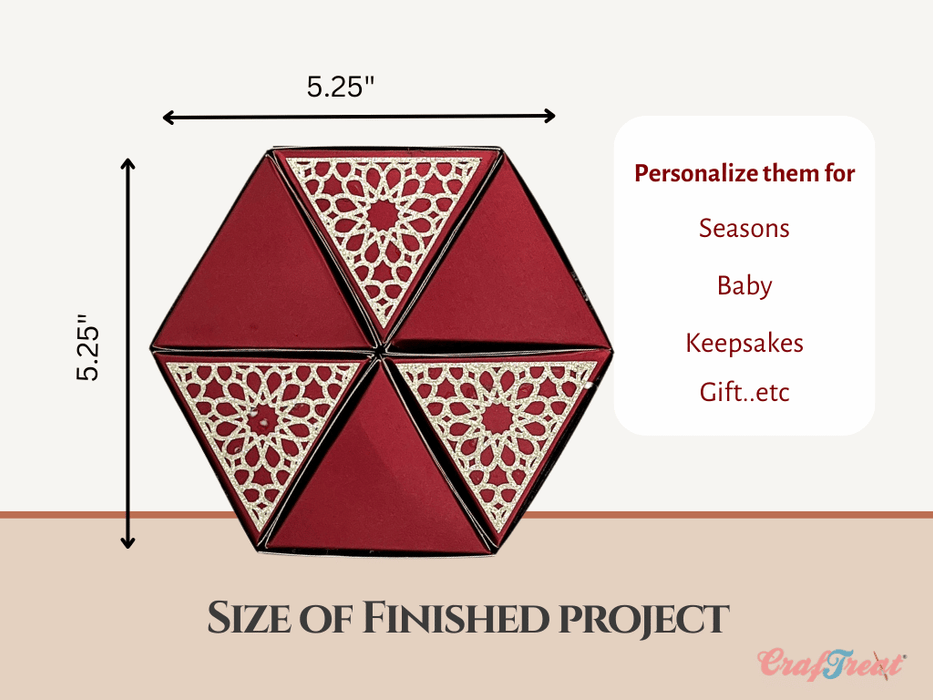 CrafTreat Scrapbook Hexagon Roll up - Red & Green CFS002-size