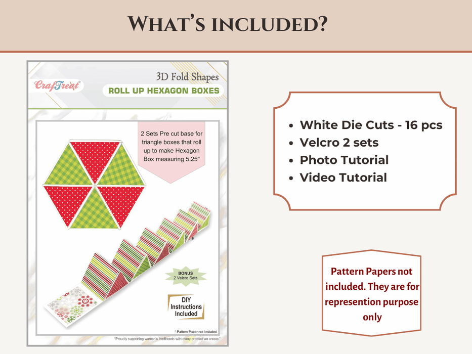 CrafTreat Scrapbook Hexagon Roll up - White 2pcs CFS001-whats included