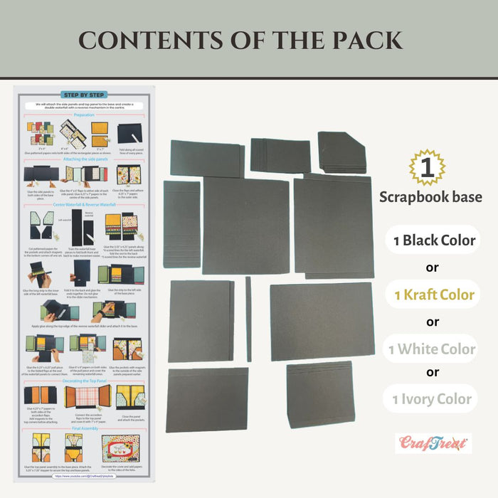 Craftreat Scrapbook Blanks Lapbook Folio Black Contents of the pack CAB047