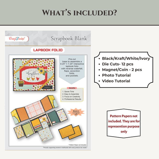 Craftreat Scrapbook Blanks Lapbook Folio Black Whats Included CAB047
