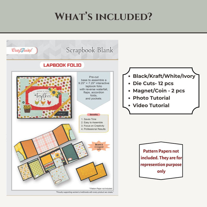 Craftreat Scrapbook Blanks Lapbook Folio Black Whats Included CAB047