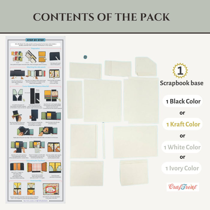 Craftreat Scrapbook Blanks Lapbook Folio Ivory Contents of the pack CAB050