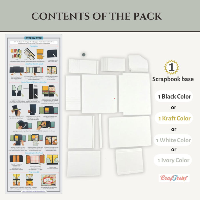 Craftreat Scrapbook Blanks Lapbook Folio White Contents of the pack CAB049