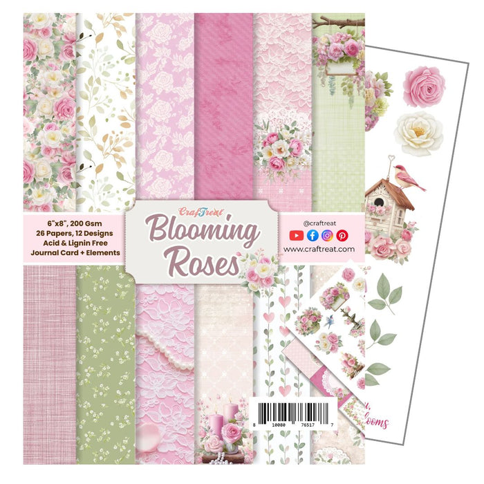 Craftreat Paper Pad Blooming Roses 6"x8" CTPP8026