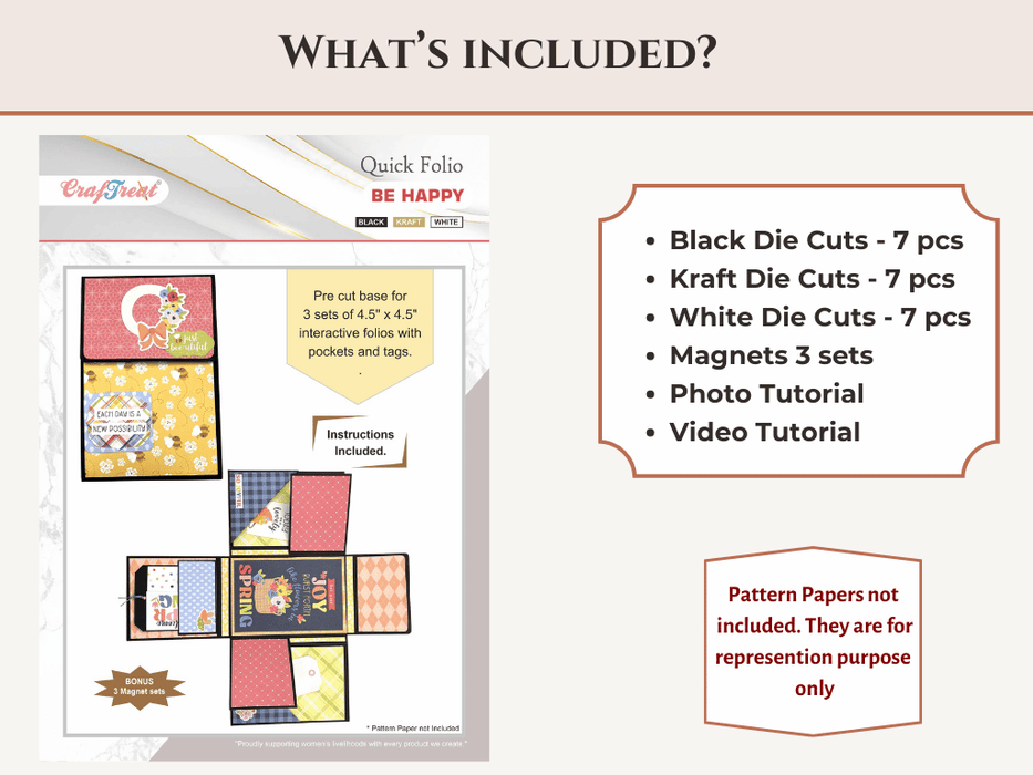 Craftreat Scrapbook Blank Quick Folio - Be Happy Whats Included CQF006