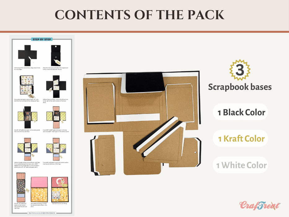 Craftreat Scrapbook Blank Quick Folio - Be Happy Contents of the Pack CQF006