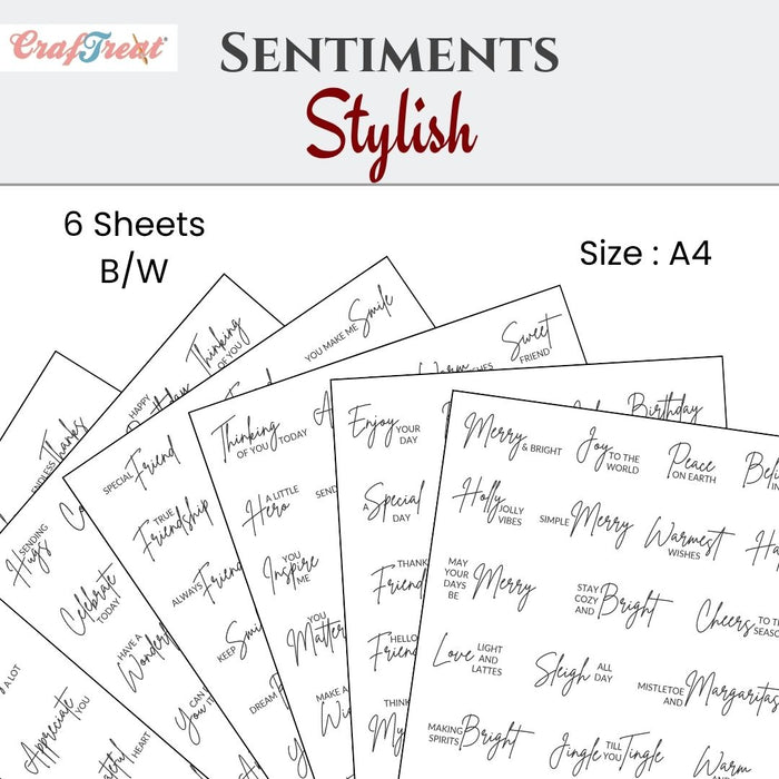 CrafTreat Sentiment Sheets - Stylish Sentiments  6 designs