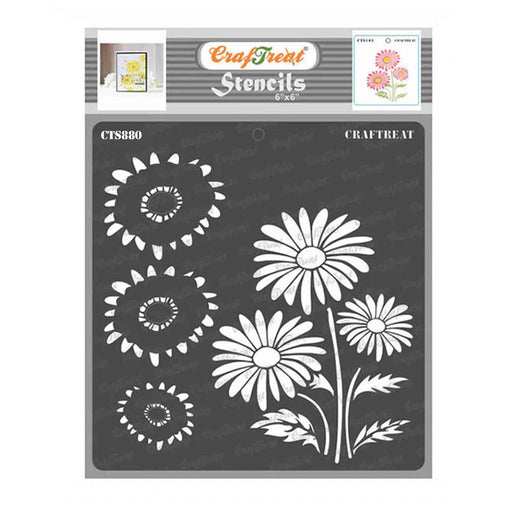 CrafTreat 2 Step Daisy Flower Stencil 6x6 Inches