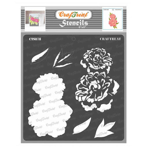 CrafTreat 2 Step Peony Flower Stencil 6x6 Inches