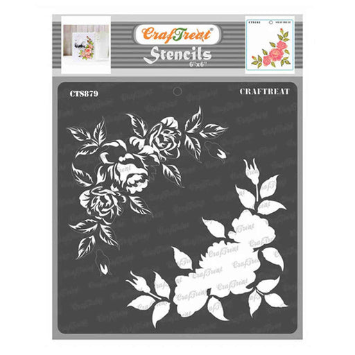 CrafTreat 2 Step Rose Corner Stencil For card making 6x6 Inches