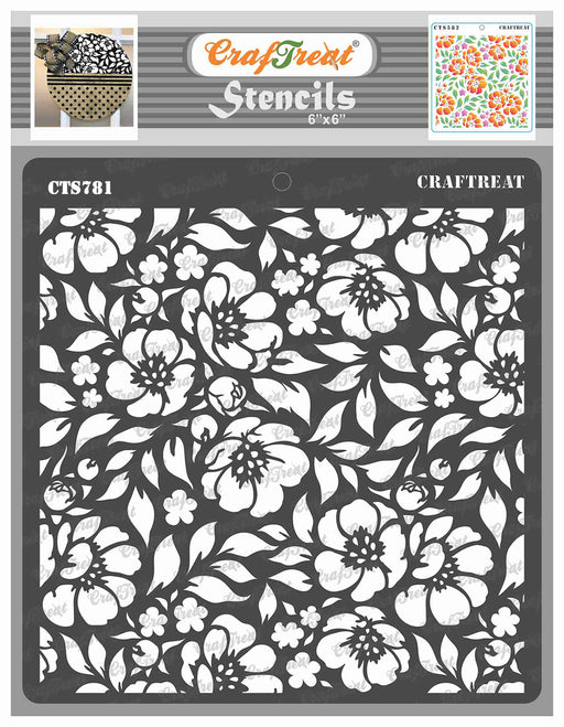 CrafTreat Anemone Flower Background Stencil for Crafts Paintings 6x6 Inches