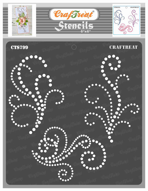 CrafTreat Beaded Flourish Stencil for Craft Paintings 6x6 Inches