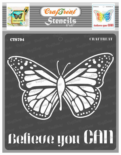 CrafTreat Believe you can Quotes  Stencil for Card Making Crafts 6x6 Inches