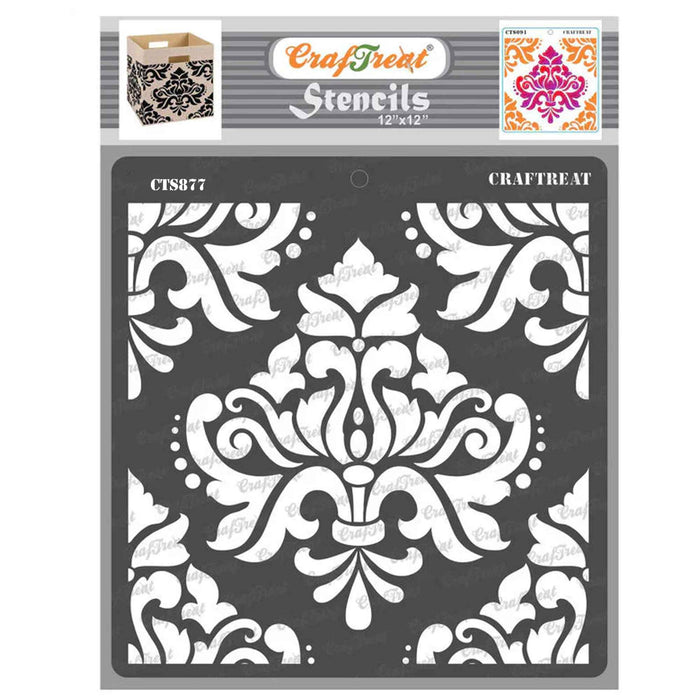 CrafTreat Bold Damask Wall Stencil 12 Inches