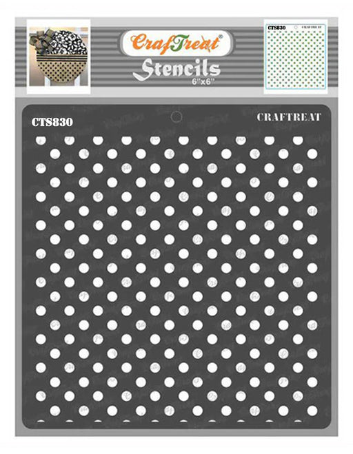 CrafTreat Bold Polka Dots Stencil, Slanting Dots Geometric stencil for Crafts 6x6 Inches