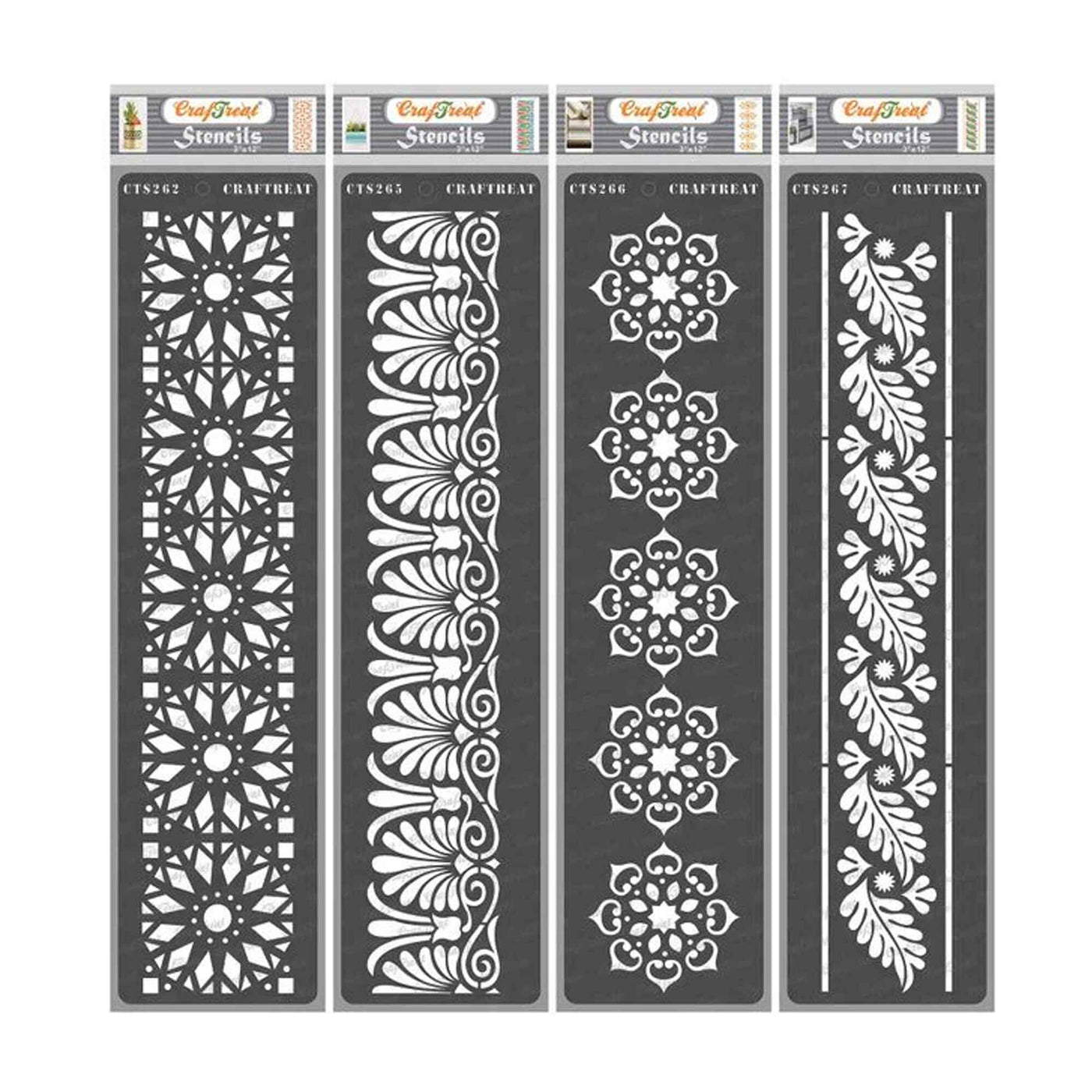Buy CrafTreat Border VI, Border IX, Border X and Border XI 3 Stencil ...