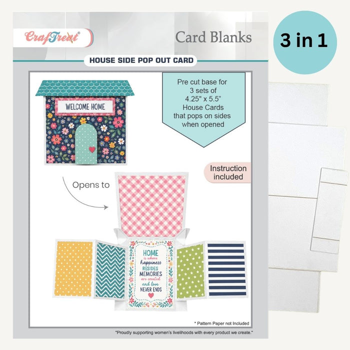 CrafTreat Card Blank House Side Pop-out Card Inside of the Pack CCB010