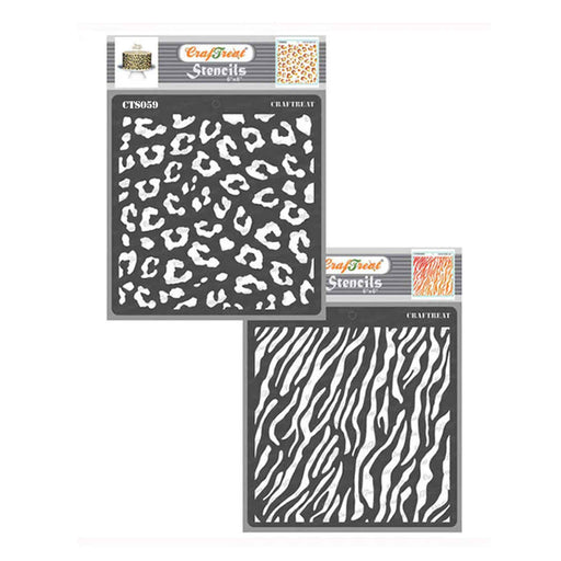 CrafTreat Cheetah Skin and Zebra Skin Stencil for card making 6x6 Inches