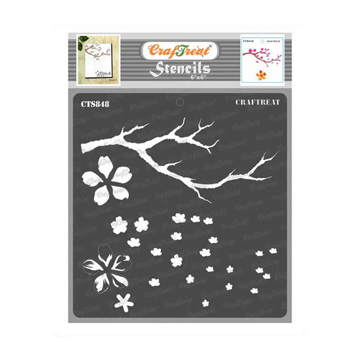 CrafTreat Cherry Blossom Layered Stencil for card making Backround 6x6 Inches