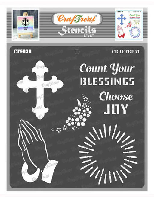 CrafTreat Choose Joy Christmas Stencil, Xmas and Blessing Stencil 6x6 Inches
