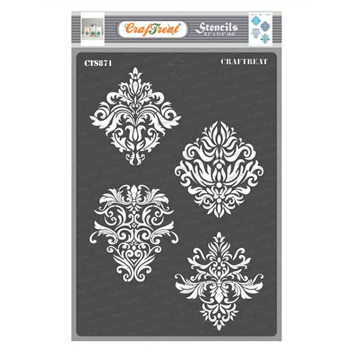 CrafTreat Damask Designs for Wall Painting A4 Stencil Art & Craft 