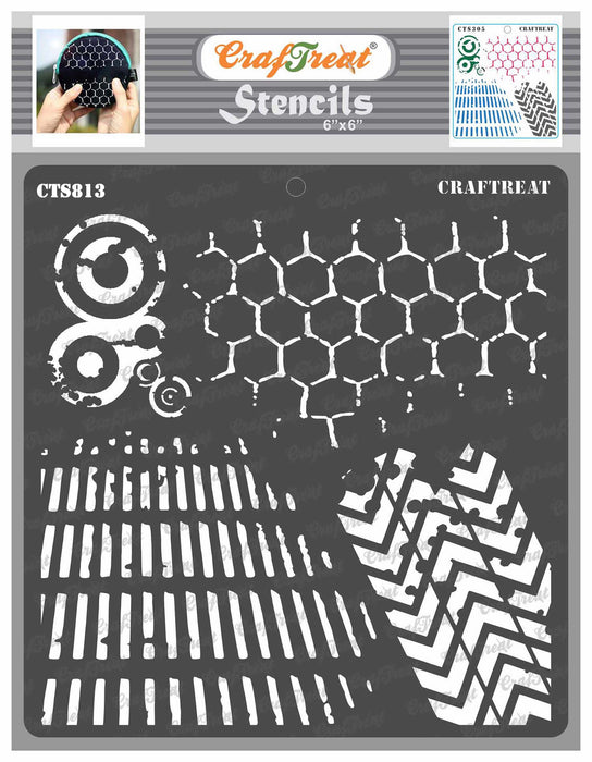 CrafTreat Distressed Patterns Stencil for Crafts - Texture Stencil 6x6 Inches