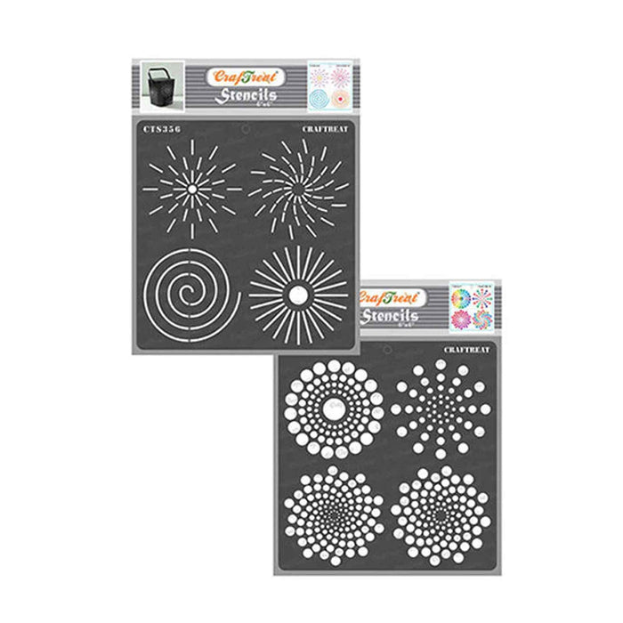 CrafTreat Dot Mandala Outlines and Dot mandala Basics Stencil for card making 6x6 Inches