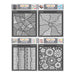 CrafTreat Enclosed Patterns and Patterned Sun Rays and Patterned Partitions and Patterned Circles Stencil 6x6 4 Pcs Inches for backround