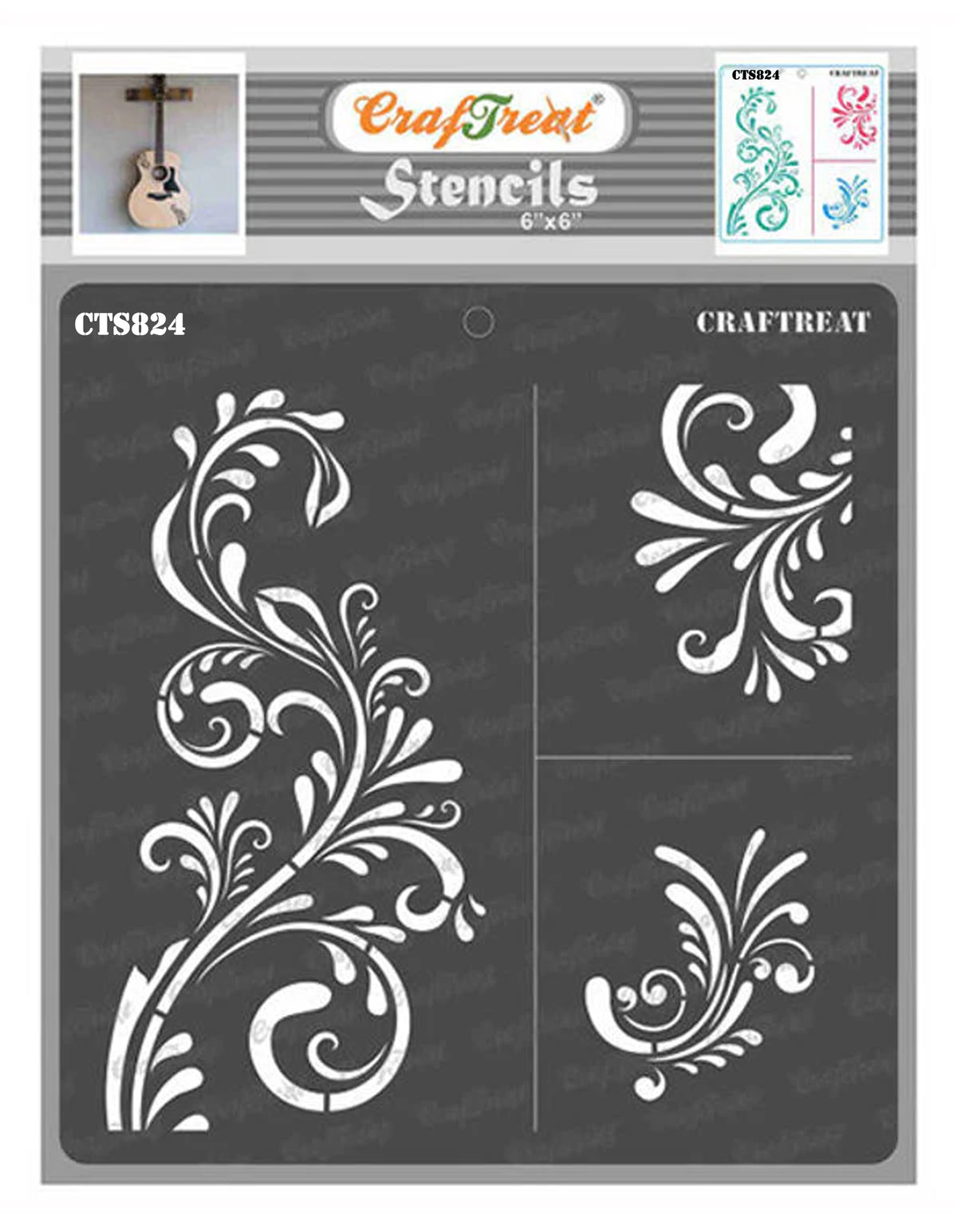 CrafTreat Fancy Flourish Stencil 6x6 Inches Online Background Stencil ...