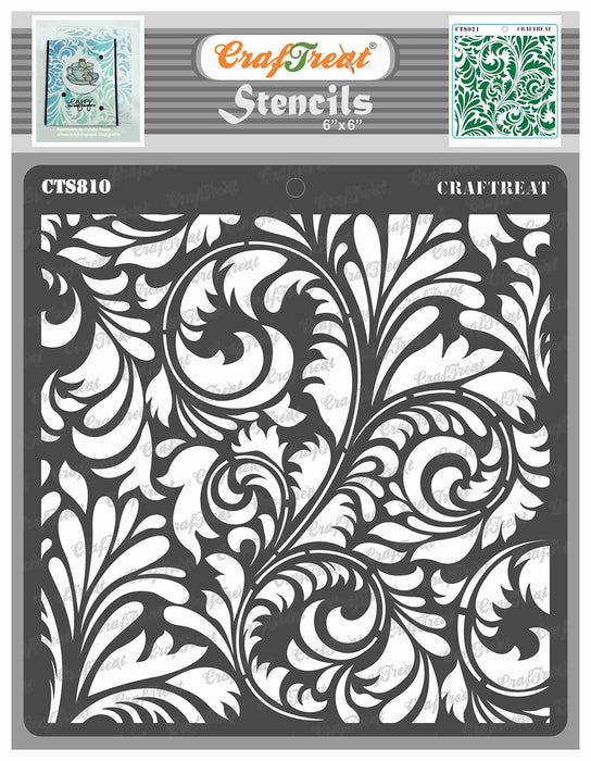 CrafTreat Flourish background Stencil for Art & Craft Paintings 6x6 Inches